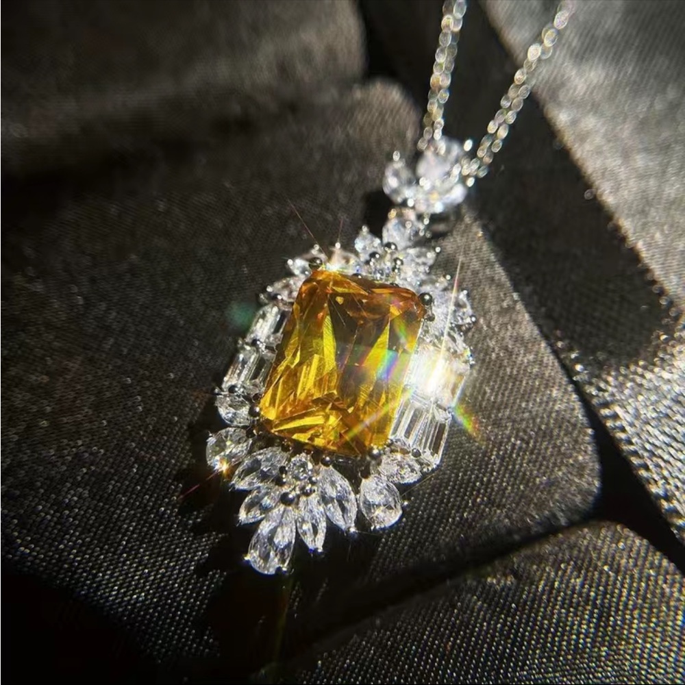New Gorgeous 925 Silver Citrine Pendant Necklace - Picture 2 of 10